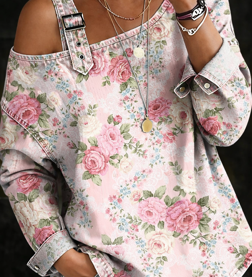 Brooklyn | Denim Dress with Floral Collar