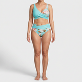 Kukka - Bikini kukallisella kuviolla ja kontrastisella leikkauksella